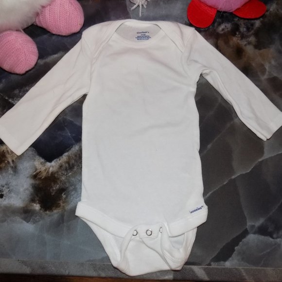 Gerber LS White Snap Tee Bodysuit Size 3/6 Months Boy's NWOT - Picture 5 of 6